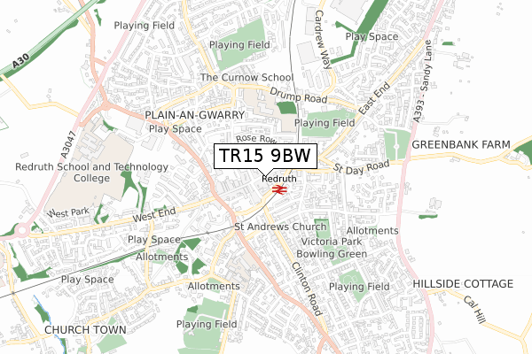 TR15 9BW map - small scale - OS Open Zoomstack (Ordnance Survey) TR15 9BW map - small scale - OS Open Zoomstack (Ordnance Survey)