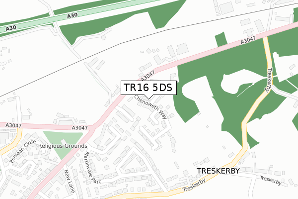 TR16 5DS map - large scale - OS Open Zoomstack (Ordnance Survey) TR16 5DS map - large scale - OS Open Zoomstack (Ordnance Survey)