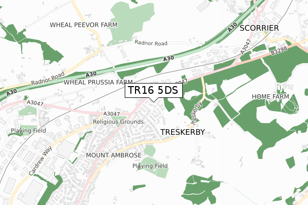 TR16 5DS map - small scale - OS Open Zoomstack (Ordnance Survey) TR16 5DS map - small scale - OS Open Zoomstack (Ordnance Survey)