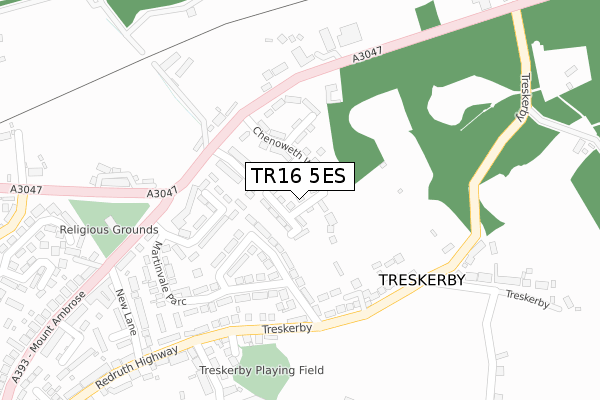 TR16 5ES map - large scale - OS Open Zoomstack (Ordnance Survey)