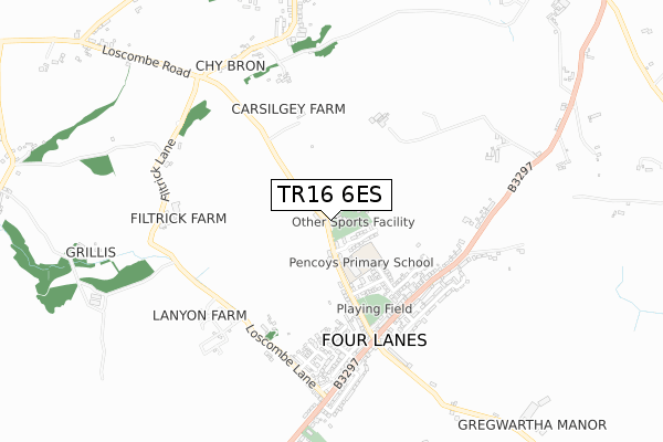 TR16 6ES map - small scale - OS Open Zoomstack (Ordnance Survey)