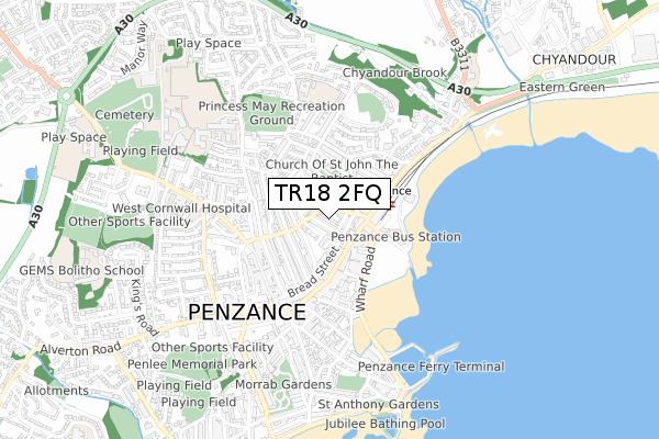 TR18 2FQ map - small scale - OS Open Zoomstack (Ordnance Survey) TR18 2FQ map - small scale - OS Open Zoomstack (Ordnance Survey)