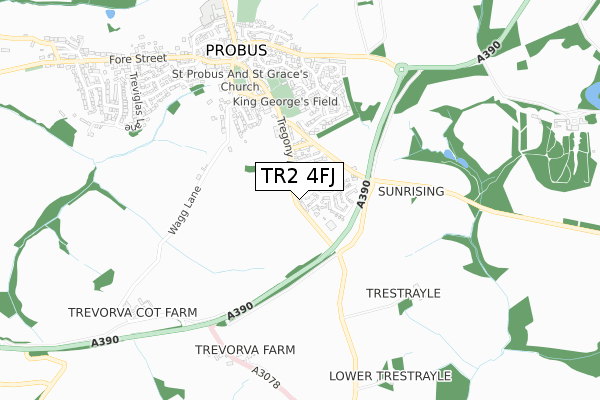 TR2 4FJ map - small scale - OS Open Zoomstack (Ordnance Survey)