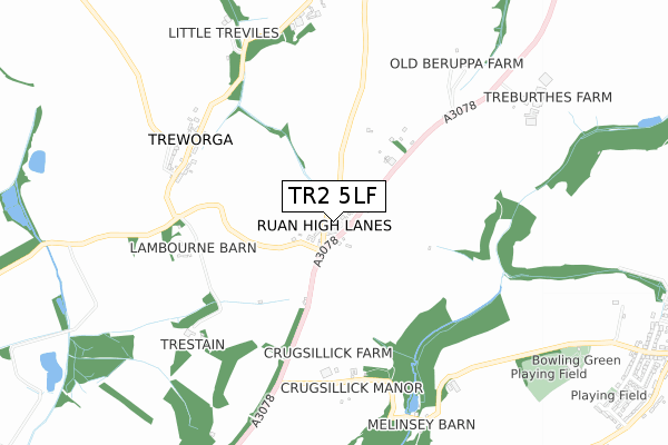 TR2 5LF map - small scale - OS Open Zoomstack (Ordnance Survey)