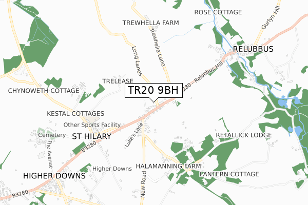 TR20 9BH map - small scale - OS Open Zoomstack (Ordnance Survey)