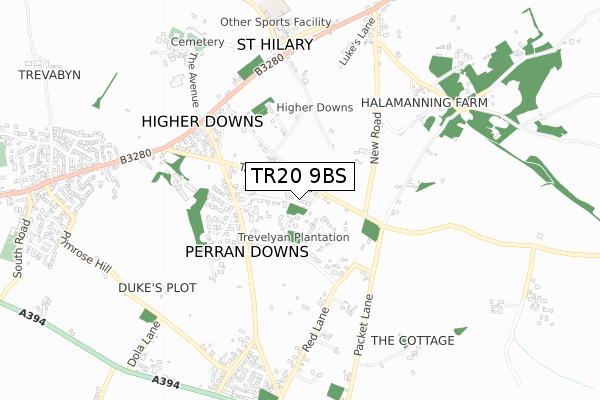 TR20 9BS map - small scale - OS Open Zoomstack (Ordnance Survey)