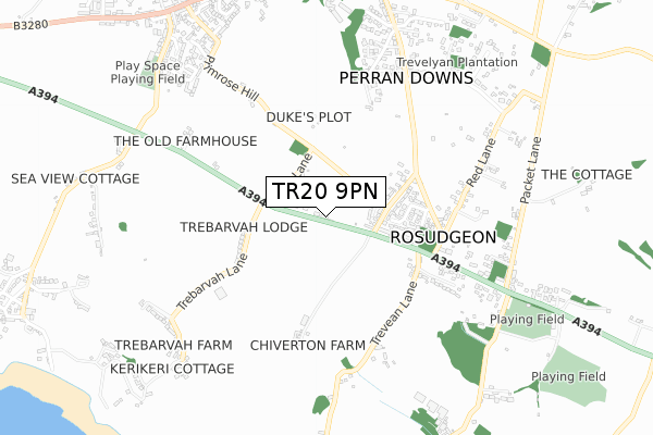 TR20 9PN map - small scale - OS Open Zoomstack (Ordnance Survey)