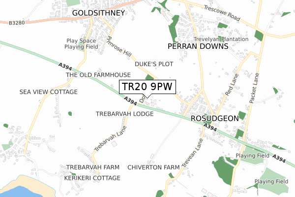 TR20 9PW map - small scale - OS Open Zoomstack (Ordnance Survey)