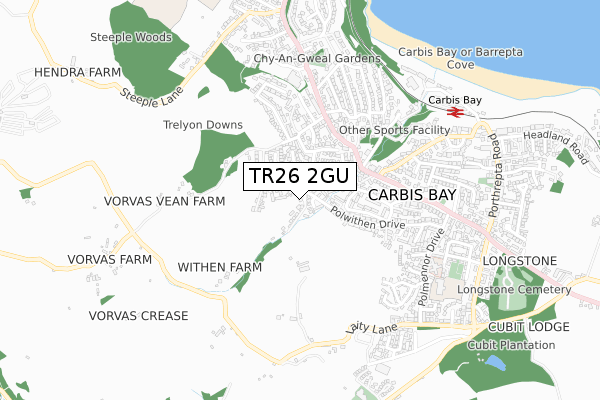 TR26 2GU map - small scale - OS Open Zoomstack (Ordnance Survey) TR26 2GU map - small scale - OS Open Zoomstack (Ordnance Survey)