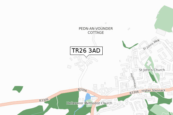 TR26 3AD map - large scale - OS Open Zoomstack (Ordnance Survey)