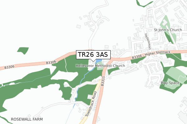 TR26 3AS map - large scale - OS Open Zoomstack (Ordnance Survey)