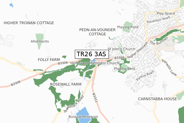 TR26 3AS map - small scale - OS Open Zoomstack (Ordnance Survey)
