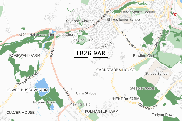 TR26 9AR map - small scale - OS Open Zoomstack (Ordnance Survey) TR26 9AR map - small scale - OS Open Zoomstack (Ordnance Survey)