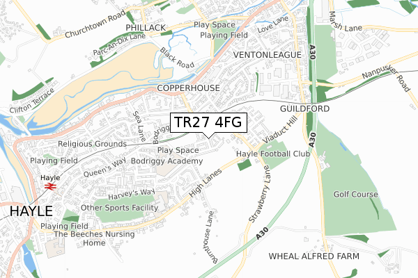 TR27 4FG map - small scale - OS Open Zoomstack (Ordnance Survey) TR27 4FG map - small scale - OS Open Zoomstack (Ordnance Survey)
