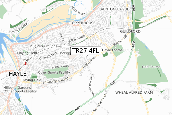 TR27 4FL map - small scale - OS Open Zoomstack (Ordnance Survey) TR27 4FL map - small scale - OS Open Zoomstack (Ordnance Survey)