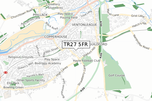 TR27 5FR map - small scale - OS Open Zoomstack (Ordnance Survey)