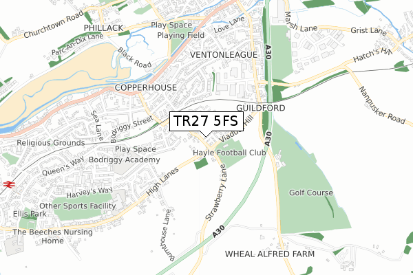 TR27 5FS map - small scale - OS Open Zoomstack (Ordnance Survey)
