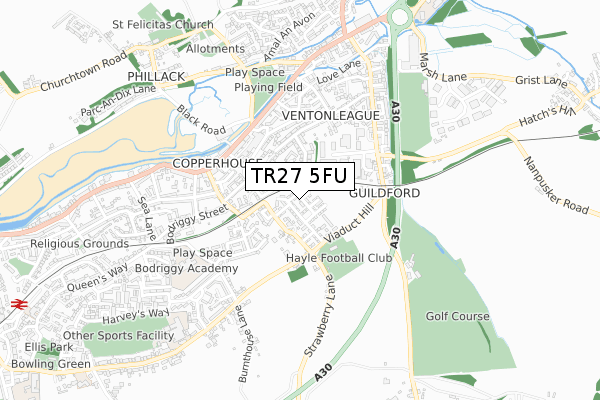 TR27 5FU map - small scale - OS Open Zoomstack (Ordnance Survey) TR27 5FU map - small scale - OS Open Zoomstack (Ordnance Survey)