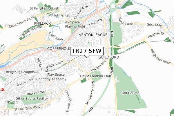 TR27 5FW map - small scale - OS Open Zoomstack (Ordnance Survey)