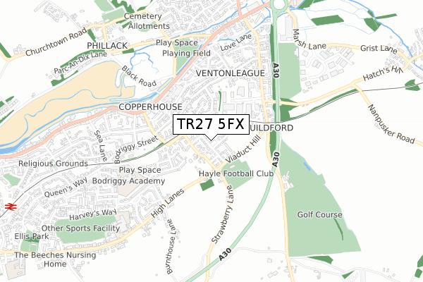 TR27 5FX map - small scale - OS Open Zoomstack (Ordnance Survey)