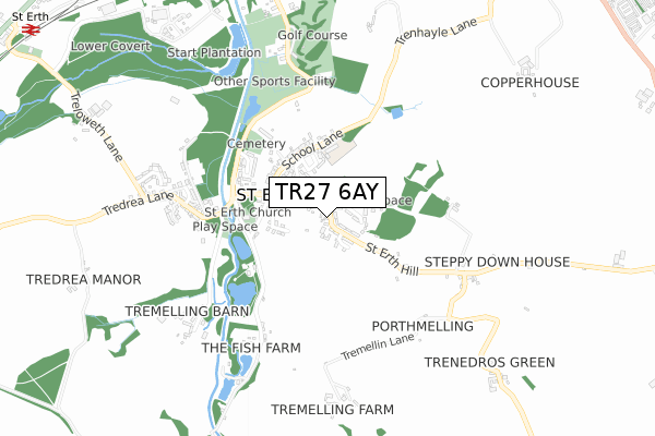 TR27 6AY map - small scale - OS Open Zoomstack (Ordnance Survey)