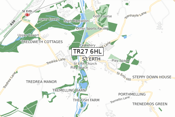 TR27 6HL map - small scale - OS Open Zoomstack (Ordnance Survey)