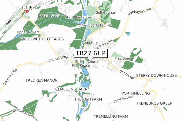 TR27 6HP map - small scale - OS Open Zoomstack (Ordnance Survey)