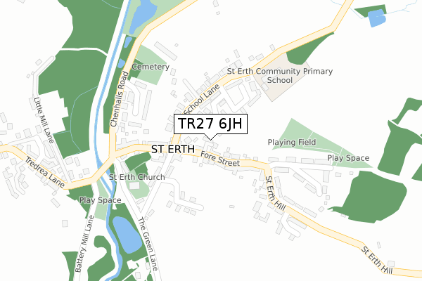 TR27 6JH map - large scale - OS Open Zoomstack (Ordnance Survey)