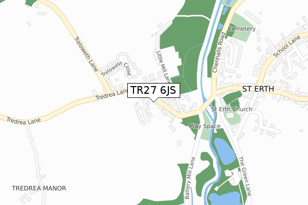 TR27 6JS map - large scale - OS Open Zoomstack (Ordnance Survey)