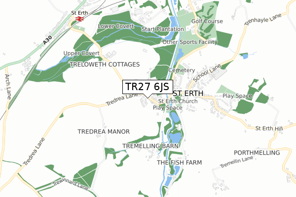 TR27 6JS map - small scale - OS Open Zoomstack (Ordnance Survey)