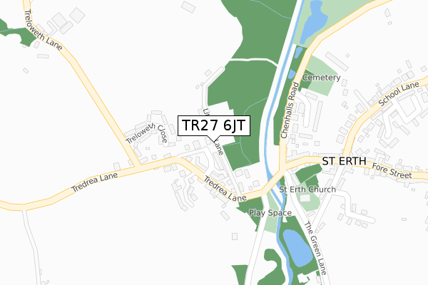 TR27 6JT map - large scale - OS Open Zoomstack (Ordnance Survey)