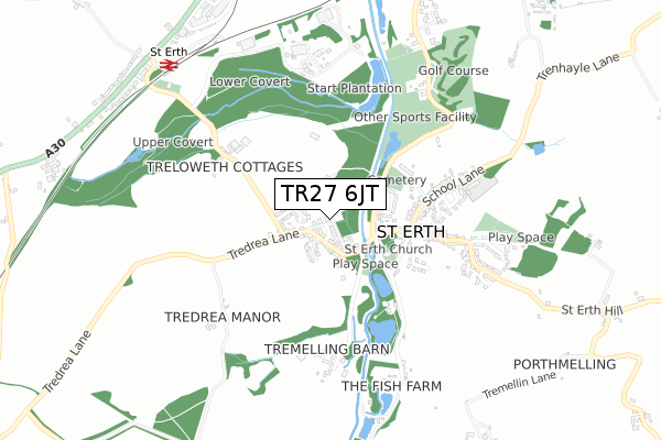 TR27 6JT map - small scale - OS Open Zoomstack (Ordnance Survey)