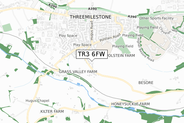 TR3 6FW map - small scale - OS Open Zoomstack (Ordnance Survey)