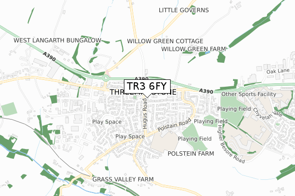 TR3 6FY map - small scale - OS Open Zoomstack (Ordnance Survey) TR3 6FY map - small scale - OS Open Zoomstack (Ordnance Survey)