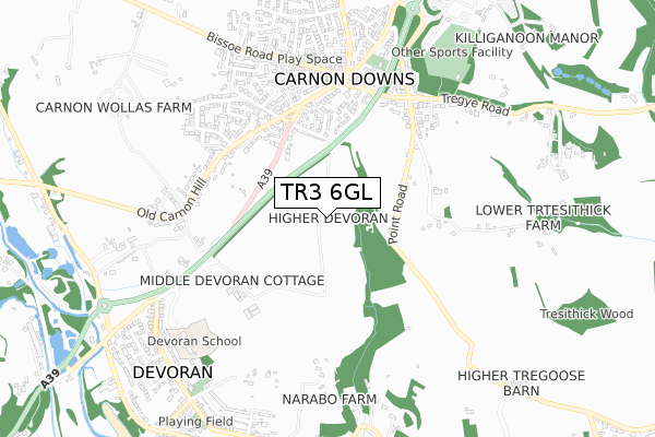 TR3 6GL map - small scale - OS Open Zoomstack (Ordnance Survey)