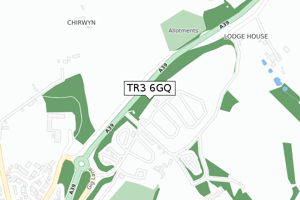 TR3 6GQ map - large scale - OS Open Zoomstack (Ordnance Survey)