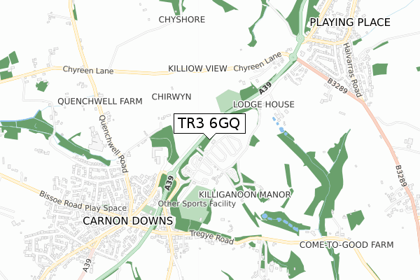 TR3 6GQ map - small scale - OS Open Zoomstack (Ordnance Survey)