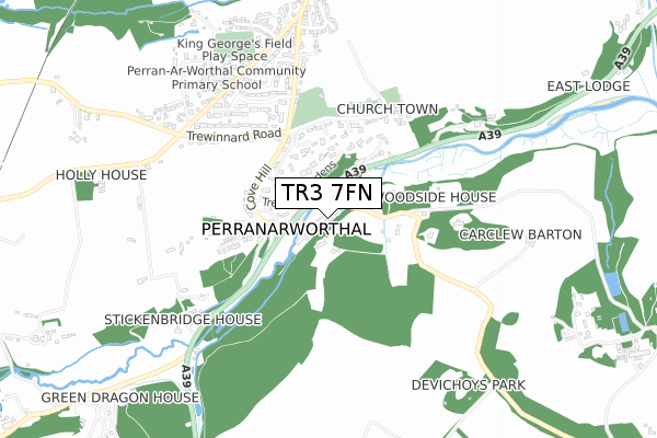 TR3 7FN map - small scale - OS Open Zoomstack (Ordnance Survey) TR3 7FN map - small scale - OS Open Zoomstack (Ordnance Survey)