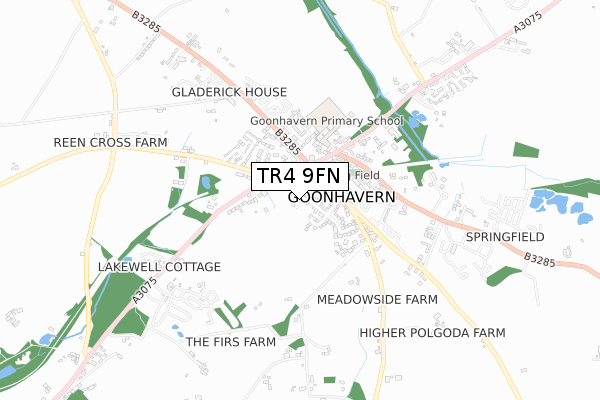 TR4 9FN map - small scale - OS Open Zoomstack (Ordnance Survey)