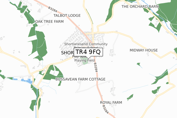 TR4 9FQ map - small scale - OS Open Zoomstack (Ordnance Survey)