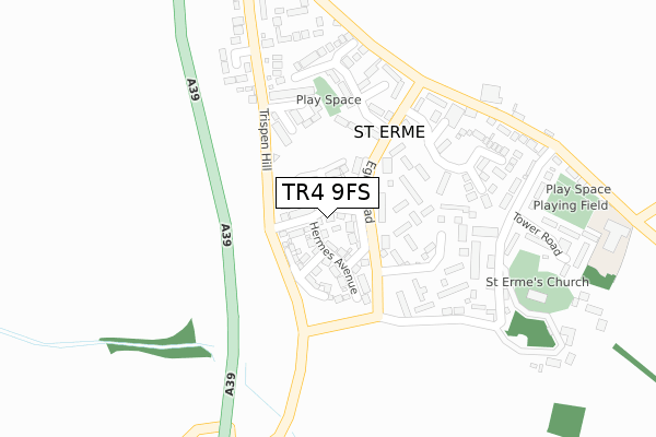 TR4 9FS map - large scale - OS Open Zoomstack (Ordnance Survey)
