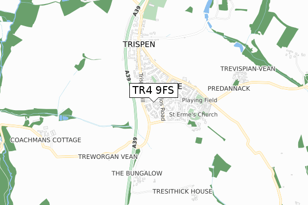 TR4 9FS map - small scale - OS Open Zoomstack (Ordnance Survey)