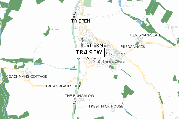 TR4 9FW map - small scale - OS Open Zoomstack (Ordnance Survey)