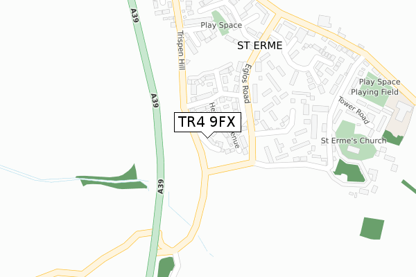 TR4 9FX map - large scale - OS Open Zoomstack (Ordnance Survey)