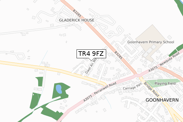 TR4 9FZ map - large scale - OS Open Zoomstack (Ordnance Survey)