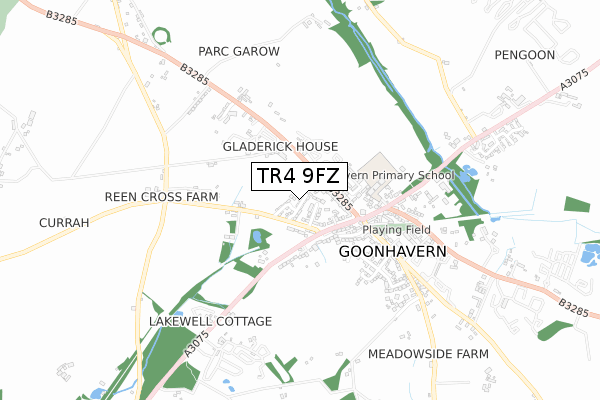 TR4 9FZ map - small scale - OS Open Zoomstack (Ordnance Survey)