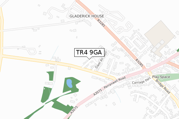TR4 9GA map - large scale - OS Open Zoomstack (Ordnance Survey)