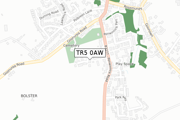 TR5 0AW map - large scale - OS Open Zoomstack (Ordnance Survey)