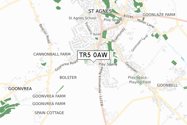 TR5 0AW map - small scale - OS Open Zoomstack (Ordnance Survey)