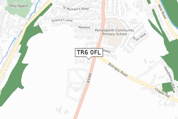 TR6 0FL map - large scale - OS Open Zoomstack (Ordnance Survey)